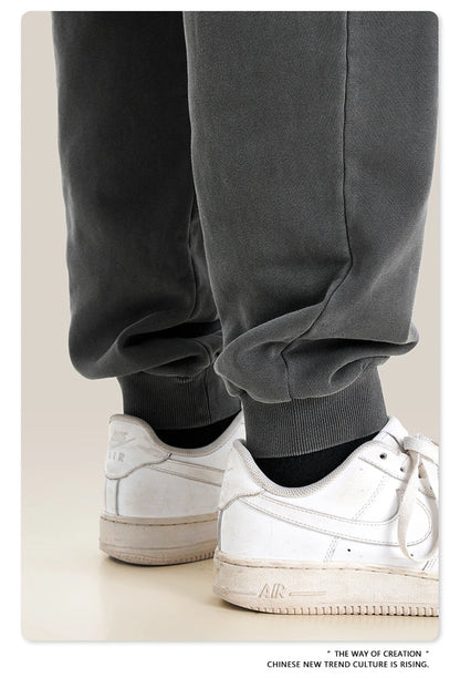 ZODF Retro Men Washed 380gsm 100% Cotton Sweatpant Unisex Loose Sport Solid Joggers Pants For Spring Autumn  HY0901