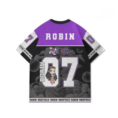 07 Jersey One Piece ROBIN Anime Y2k Korean Style Kpop Baseball Hockey T-shirt Fashion Streetwear Anime Daily Unisex Tops Tees