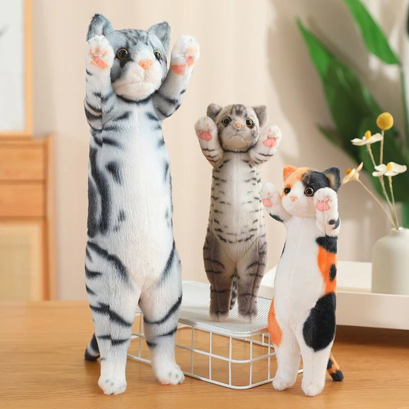 New Arrival Standing Pose Lucky Cat Plushies Kawaii Calico Cat Tabby Cat Super Cute Little Kitten Plush Toy Girl Boy Gift