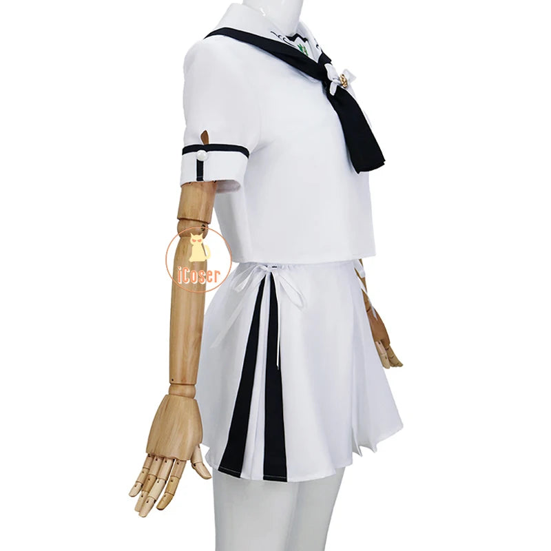 Anime Summer Pockets Shiroha Naruse Cosplay Costume White JK Suit Skirt Stocking Halloween Party for Women Girls Carnival Outfit