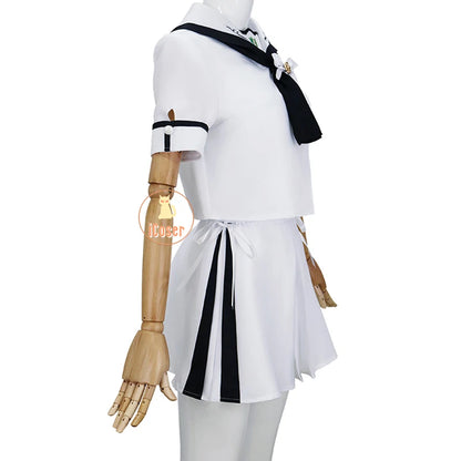 Anime Summer Pockets Shiroha Naruse Cosplay Costume White JK Suit Skirt Stocking Halloween Party for Women Girls Carnival Outfit