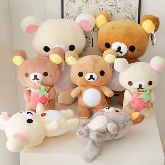 strawberry Rilakkuma Plush Doll Cartoon Bear Toy Kawaii Rilakkuma Room Decor Teddy Bear Plushies Cute Couple Bear Xmas Gift