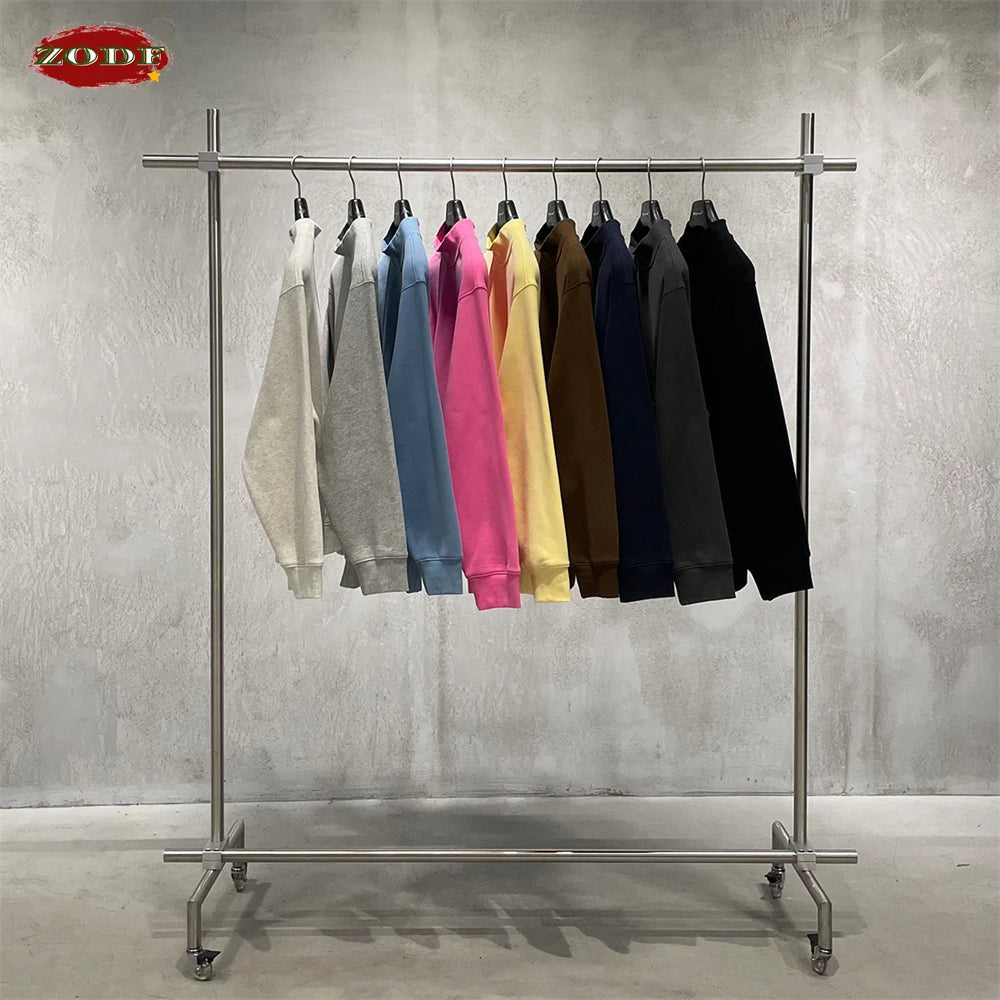 ZODF New Winter Man 345gsm Loose Fit Fleece Sweatshirt Unisex Cusual Boxy Warm Half Turtleneck Pullovers HY1181