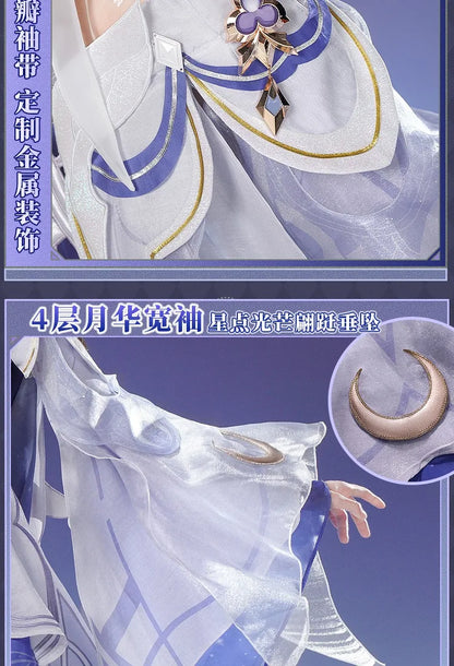 Genshin Impact Columbina Cosplay Costume Wig The Damselette Dress Eye Mask Headwear Metal Props Eleven Fatui Harbingers Women