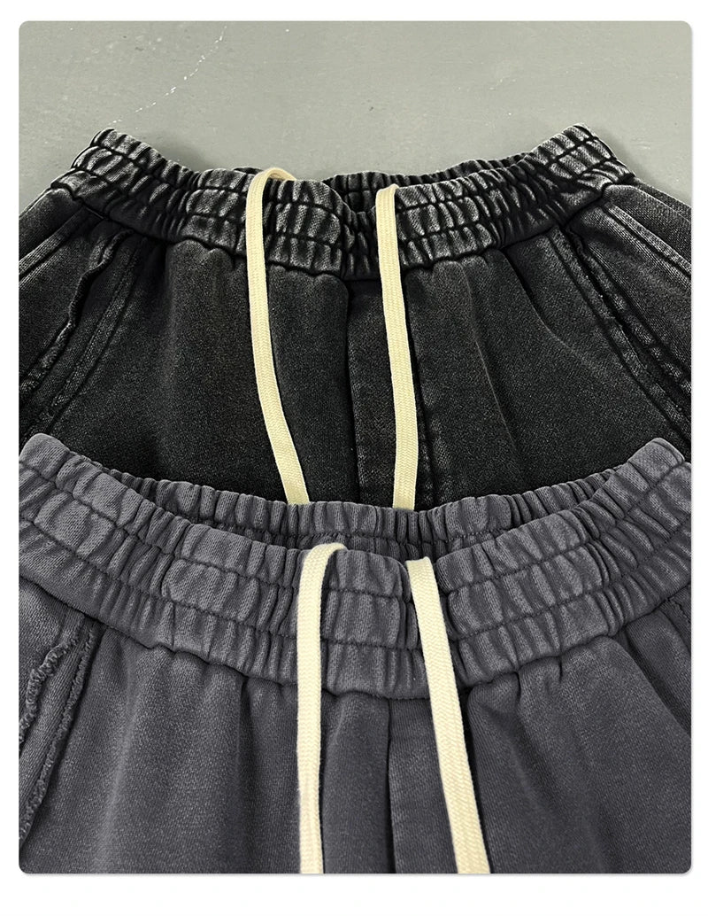 ZODF Retro 2025 Autumn Man Washed Cotton Straight Pants Unisex 430gsm Distressed Patchwork Oversized Trousers Sweatpants HY1168