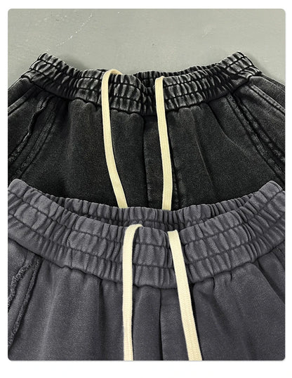 ZODF Retro 2025 Autumn Man Washed Cotton Straight Pants Unisex 430gsm Distressed Patchwork Oversized Trousers Sweatpants HY1168