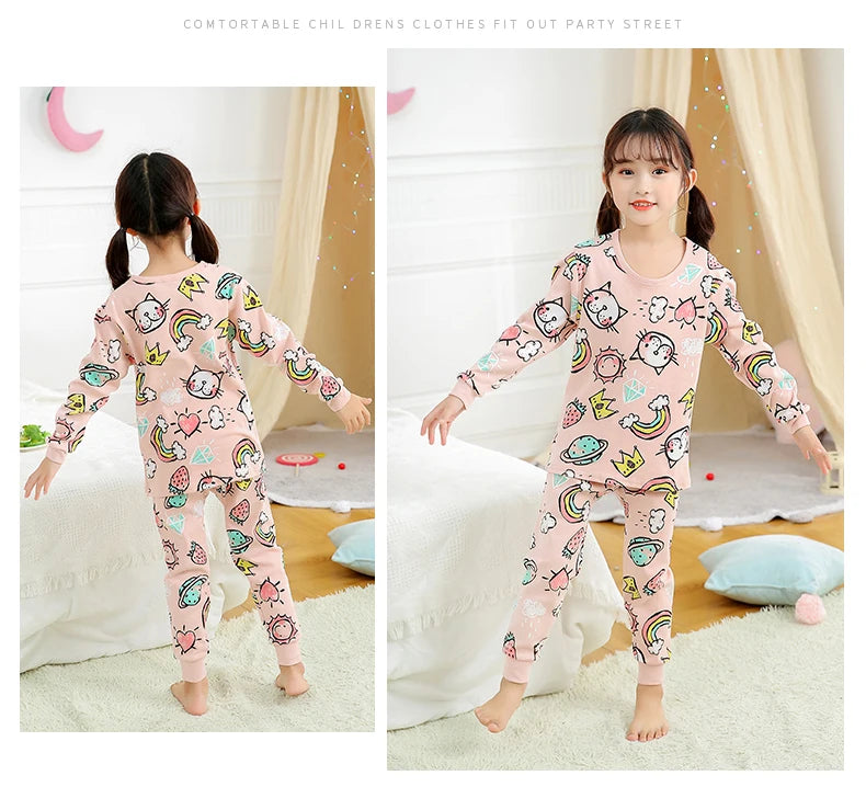 100 Cotton Boys Pajamas Sets For Girls Clothes Night Wear Spring Autumn Winter Cute Yellow Dinosaur Plaid Teenage Child Clothing