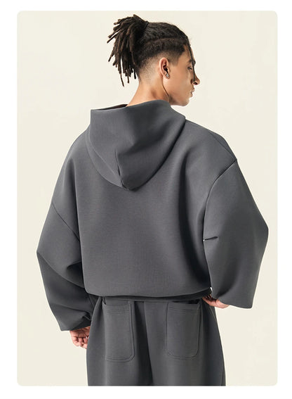 ZODF Trendy Winter 350gsm Solid Fleece Hooded Hoodies For Man Unisex Boxyfit Solid Warm Pullovers Brand Clothing HY0038