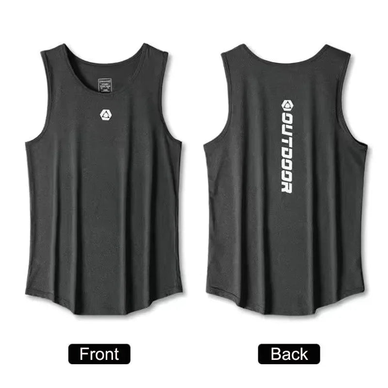 Men’s Summer Sport Suit Two-Piece Set Vest & Shorts Quick Drying Mesh Ventilation Fitness Running Tracksuit - 2C1 Black