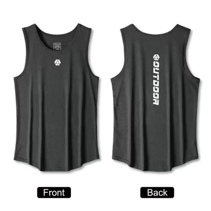 Men’s Summer Sport Suit Two-Piece Set Vest & Shorts Quick Drying Mesh Ventilation Fitness Running Tracksuit - 2C1 Black