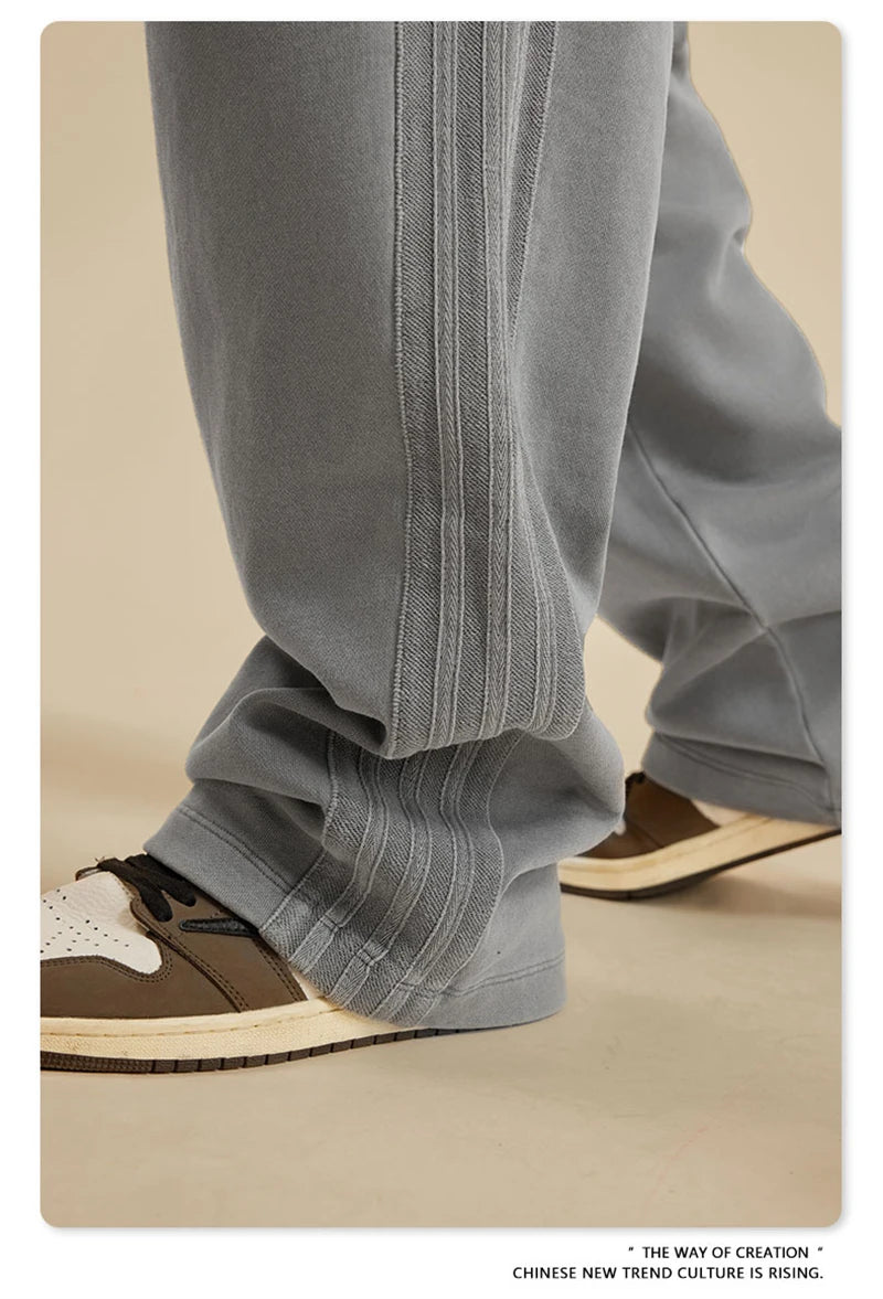 ZODF Fashion Autumn Winter Men Washed 450gsm Pants Unisex High Street Oversized Straight Trousers Streetwears HY0626