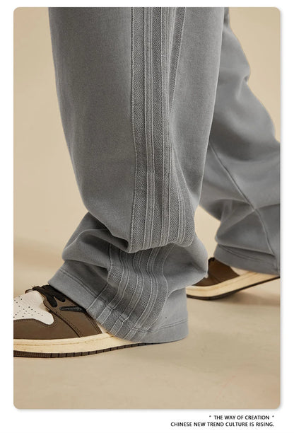 ZODF Fashion Autumn Winter Men Washed 450gsm Pants Unisex High Street Oversized Straight Trousers Streetwears HY0626