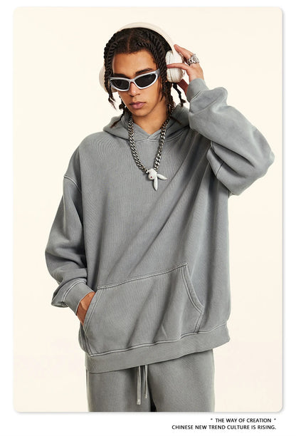 ZODF 2024 Winter Unisex Washed Fleece Hoodies 360gsm Warm Loose Retro Hooded Sweatshirts HY0870