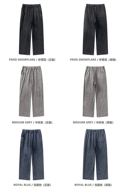 ZODF Retro 2024 Spring Men Washed Cotton Straight Pants Unisex Casual 330gsm Distressed Loose Trousers Brand Clothes HY0830