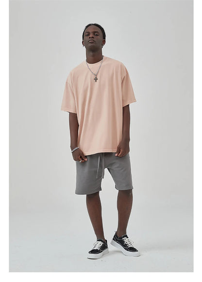 ZODF New Summer Solid Washed Cotton T-Shirts Streetwears For Men Unisex Retro High Street 275gsm Basic Tees Brand Tops HY0071