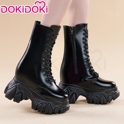 IN STOCK Women Cosplay Props 18cm Heightening Shoes DokiDoki Women Daily 12cm 11cm 18cm 22cm Black White Boots Shoes Halloween