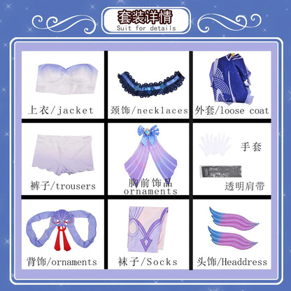 Genshin Impact Sangonomiya Kokomi Cosplay Costume Set Polyester Nylon