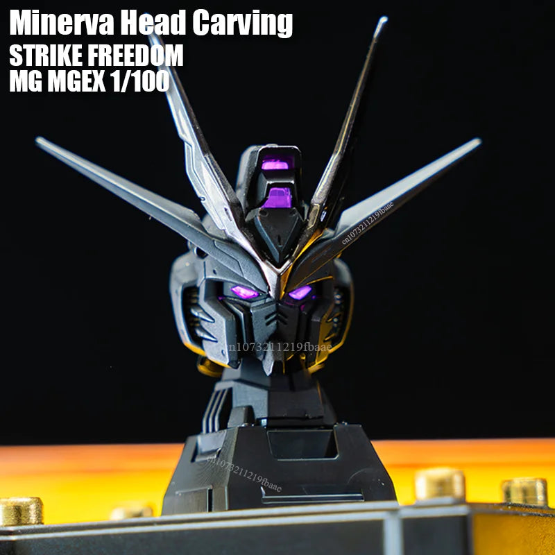 In Stock Minerva Hobby STRIKE FREEDOM Head Carving MG MGEX Assembly Model Kit Midnight With Lamp Toy Mecha Model Head Toys Gifts