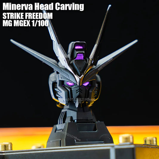In Stock Minerva Hobby STRIKE FREEDOM Head Carving MG MGEX Assembly Model Kit Midnight With Lamp Toy Mecha Model Head Toys Gifts