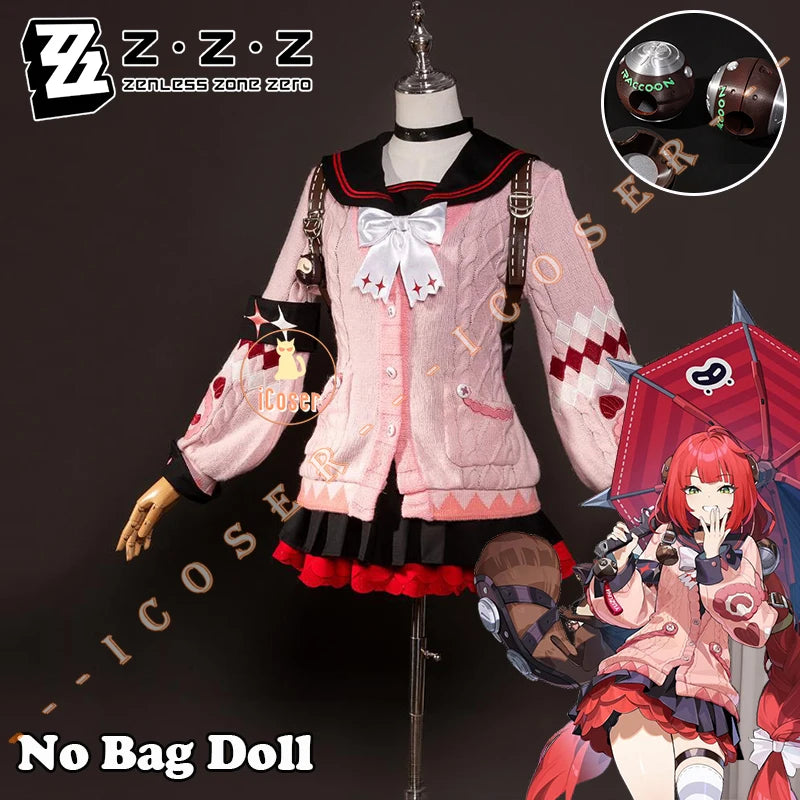 Zenless Zone Zero Ukinami Yuzuha Cosplay Costume Wig Skirt Sweater Uniform Headwear Spook Shack Halloween Party for Women Girls