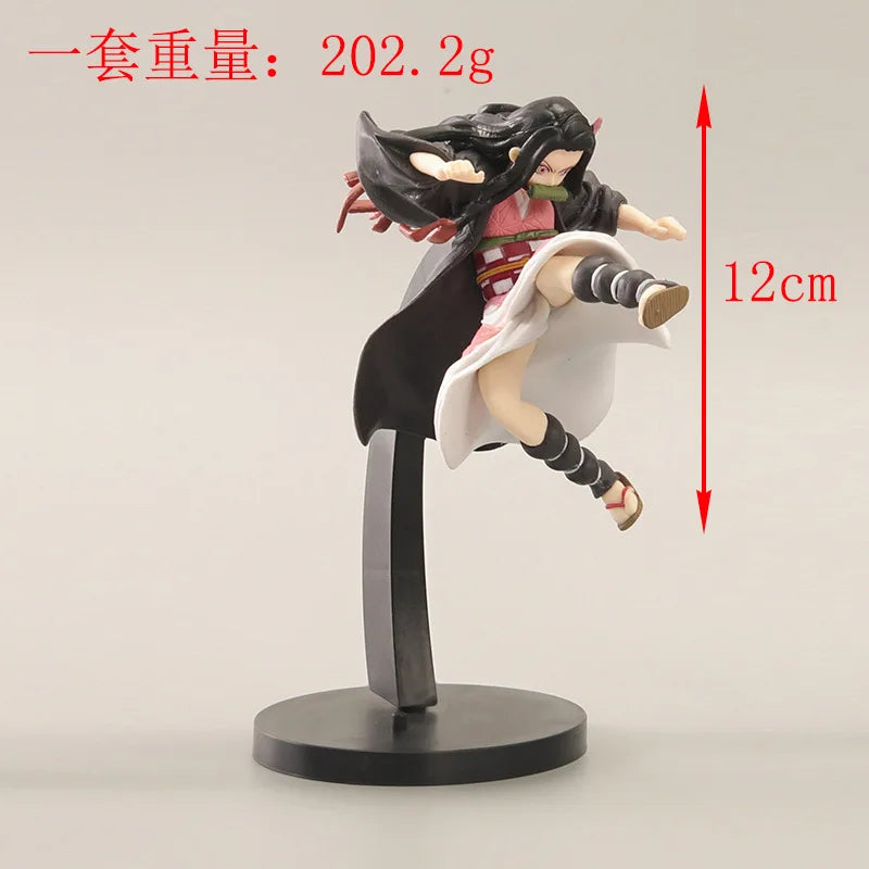 12CM Anime Demon Slayer Kamado Nezuko Fighting Stance Kick Model Toy Gift Collection For Kids PVC Aciton Figure