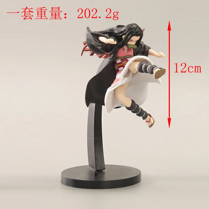12CM Anime Demon Slayer Kamado Nezuko Fighting Stance Kick Model Toy Gift Collection For Kids PVC Aciton Figure