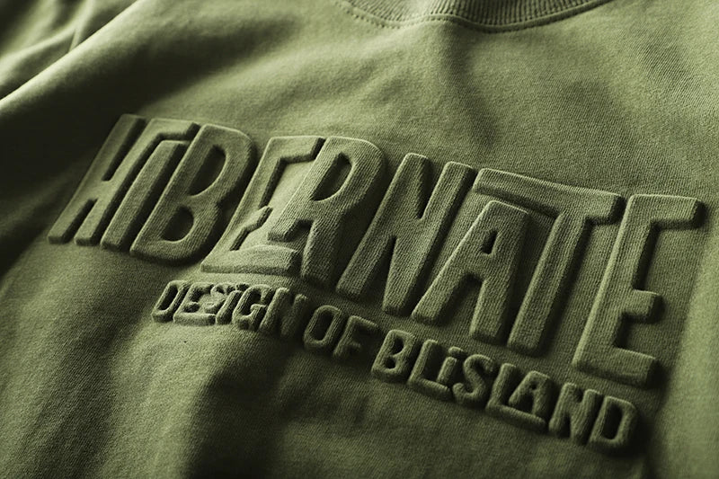 Summer American Retro Short-sleeved O-neck 3D Letter Printed T-shirt Men's Fashion Simple 100% Cotton Washed Casual Sport Tops