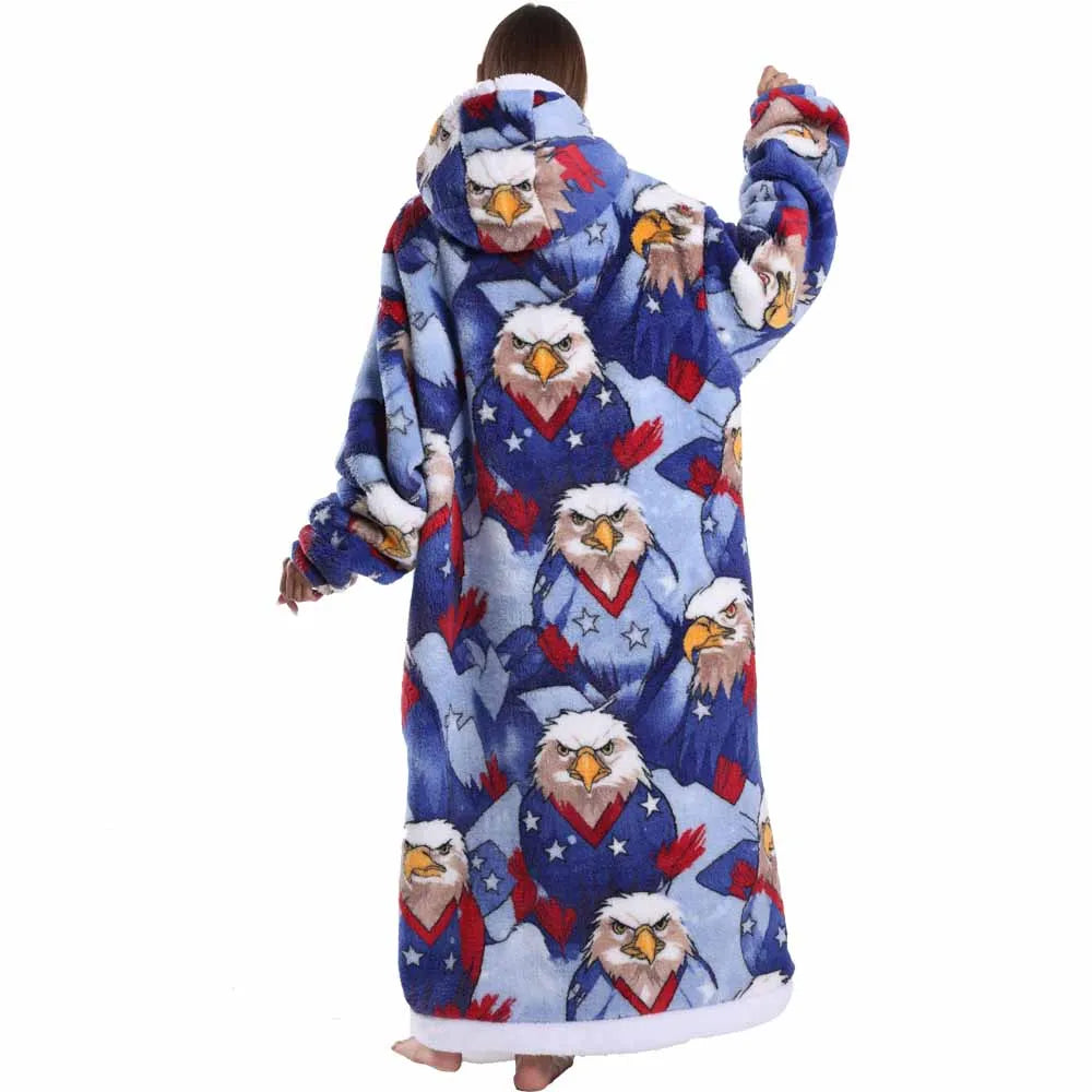 Woman Towel Robe Home Clothes Long Winter Warm Thick Bathrobe Soft Fluffy Pullovers Man Loungewear Pjs Oversized Hoodie Blanket