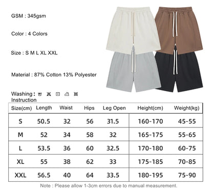 ZODF Trendy 2025 Men Summer Patchwork 345gsm Shorts Unisex Casual High Street Loose Fit Sport Solid Shorts Streetwears HY1053