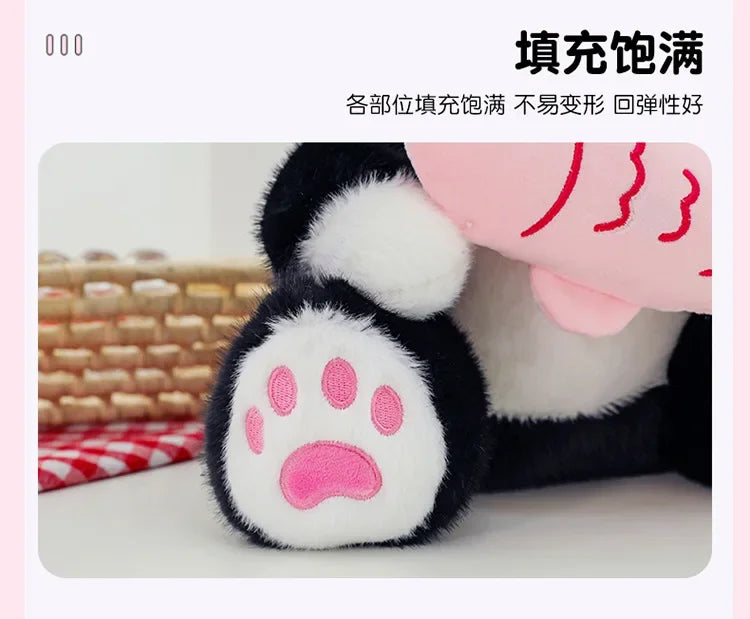 45cm Kawaii Stuffed Toys Lace Scarf Cat Plush Doll Fluffy Soft Cat Baby Doll Cute Cartoon Cat Stuffed Toy Home Decor Kid Gifts