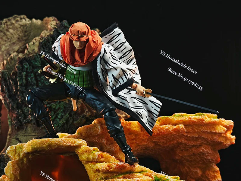 1/12 Anime One Piece Roronoa Zoro Man Soldier Mini Hemline Long Black Green Windbreaker Coat Toys Accessory For 6" Shf Figure