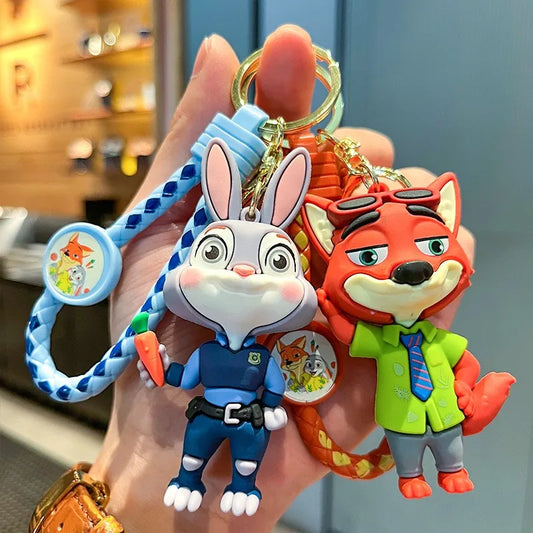 Disney Zootopia Toys Durable Keychian Action Figures Judy Hopps Emmitt Otterton Man Women Kids Car Keyring Girl Birthday Gift