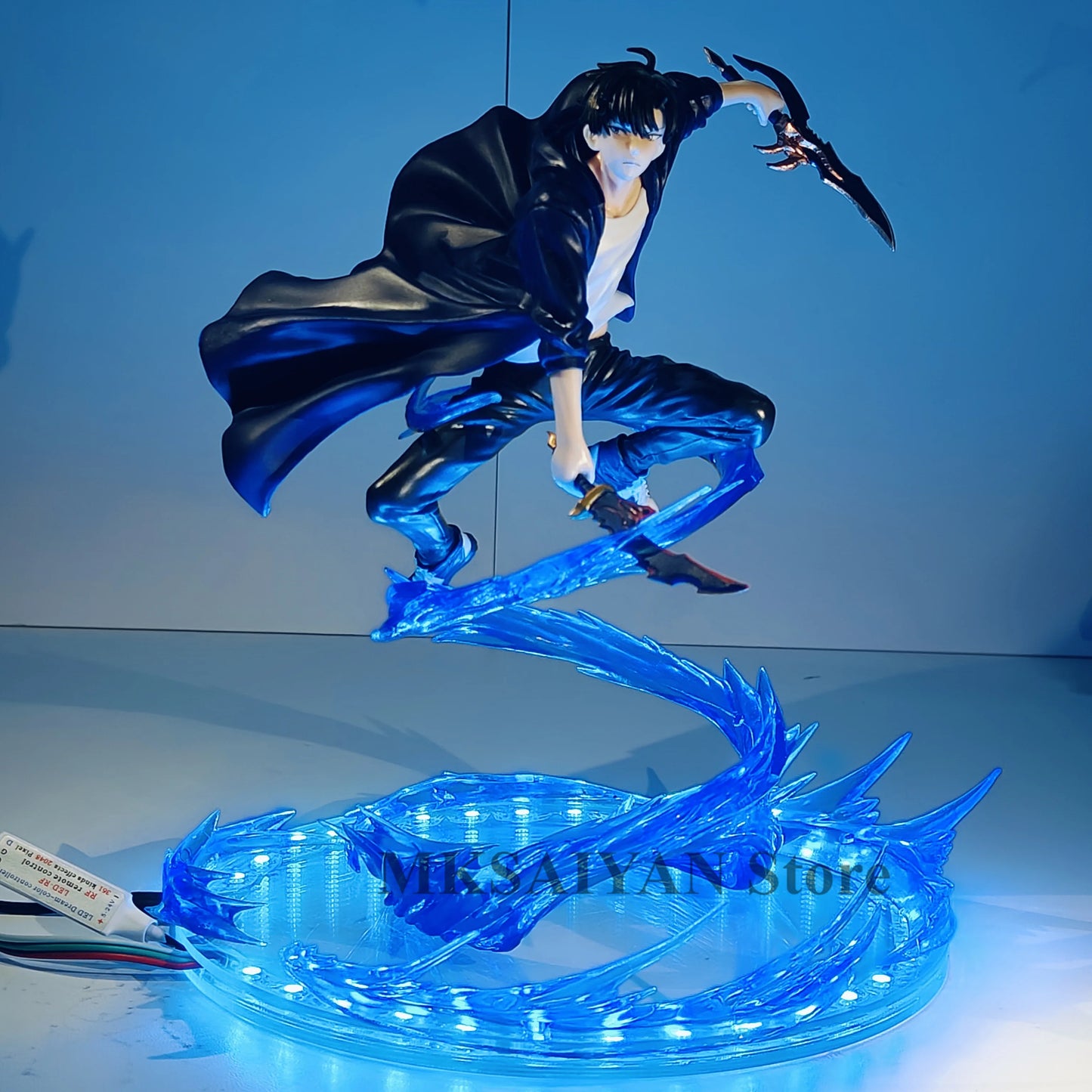 Solo Leveling Sung Jinwoo Action Figure Toys 3D Vortex Effection Anime Light PVC Model Collection Status Room Decor. Doll