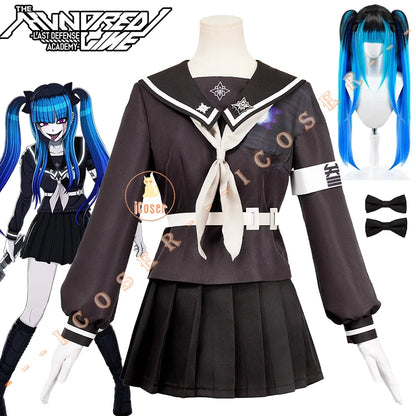 Darumi Amemiya Cosplay Costume Wig The Hundred Line Battle Uniform Headwear Last Defense Academy Halloween Women Girls Carnival