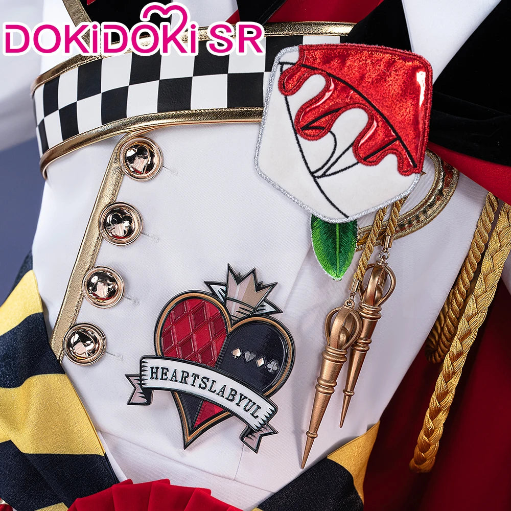 Riddle Cosplay Costume Anime【S-3XL】DokiDoki-SR Men Red King Uniform Halloween Riddle Rosehearts Cosplay Crown Plus Size