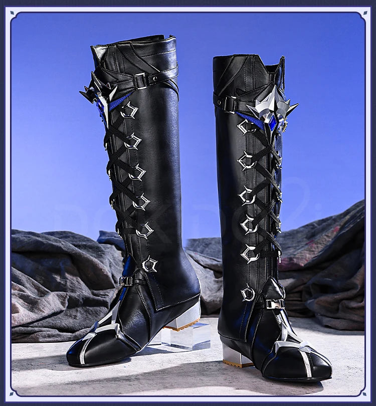 Flins Durin Cosplay Shoes Game Genshin Impact DokiDoki-SR Men Short Long Black Boots Kyryll Chudomirovich Halloween Cosplay