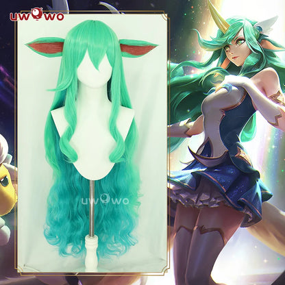 UWOWO Soraka Wig Game League of Legends/LOL: Star Guardian Soraka SG Cosplay Wig With Ear Long Hair Green 100CM Wig