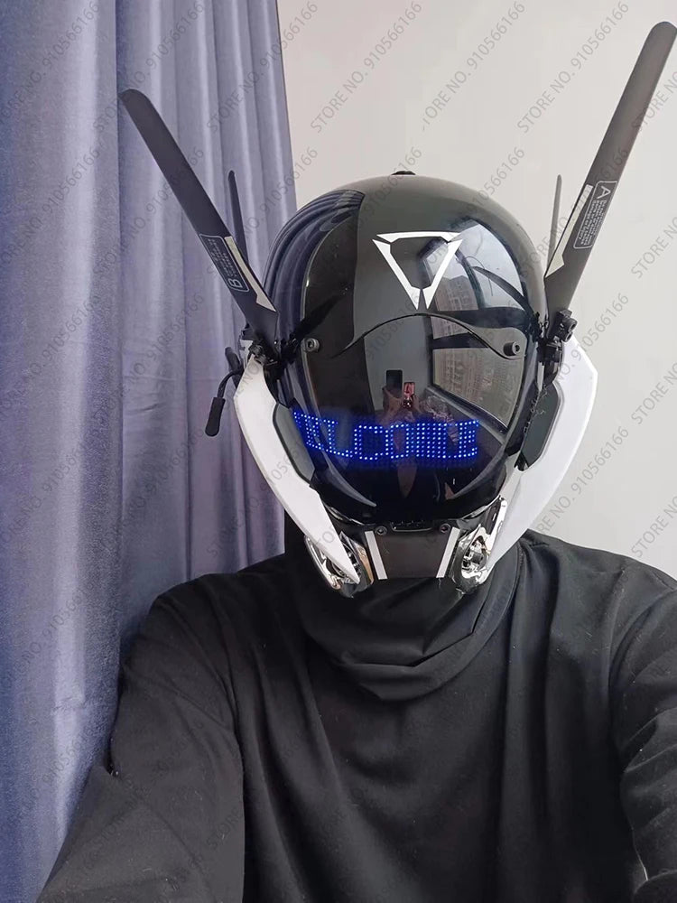 Cyberpunk App Mask Light Up Rolling Subtitles Screen Mask Cos Mech Technology Sense Mobile Phone Control Helmet Role Play