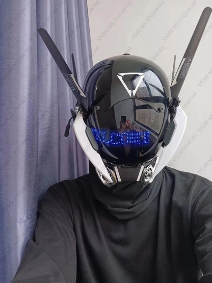 Cyberpunk App Mask Light Up Rolling Subtitles Screen Mask Cos Mech Technology Sense Mobile Phone Control Helmet Role Play