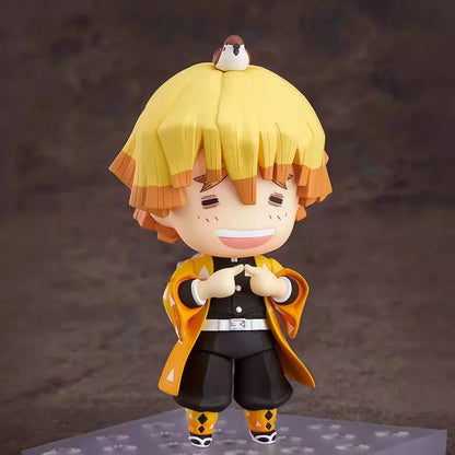 Anime Demon Slayer Zenitsu Q Version Change face Joint mobility Action Figure PVC Model Clay Man Desk Decor doll Toy Gifts boxed