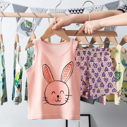 Toddler Baby Boy Pajamas Cotton Sets for Girls 0 to 1 2 3 4 5 6 7 8 9 Years Summer Children Pyjama Short Sleeveless Kids Pijamas