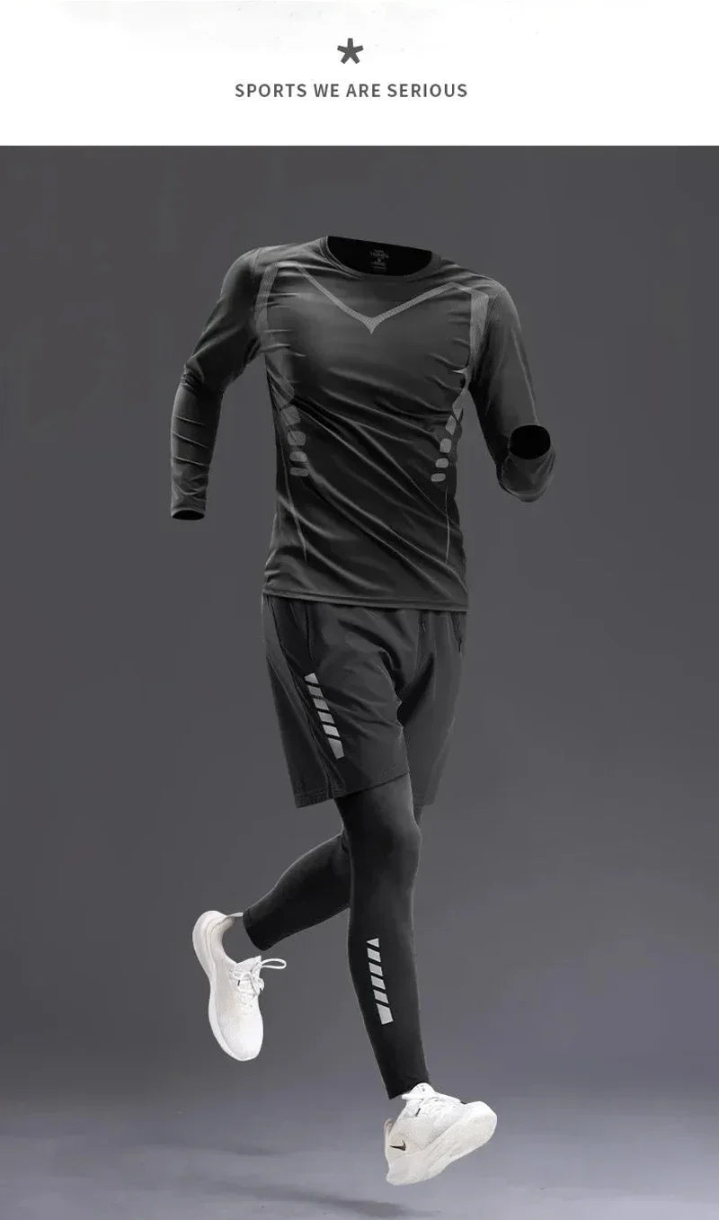 Men’s Sportswear Suit 1-5pcs – All-Season Running Cycling & Fitness Quick-Dry Track Set