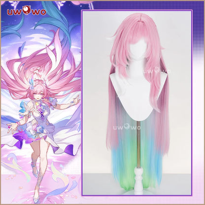 UWOWO Cyrene Wig Game Honkai Star Rail Cyrene Cosplay Wig Long Hair Pink and Blue and Green gradient Hair  Halloween Wig