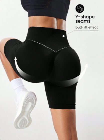 High Waisted Tight Fitting Sports Shorts for Women – Elastic Breathable Moisture-Wicking Yoga and Running Pants