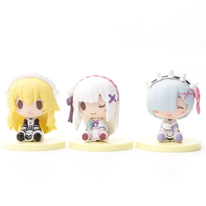 6Pcs/set Cute Mini Anime Figure Re Zero Start Life In Another World Figure PVC Model Doll Toys Japanese Dolls Birthday Gifts