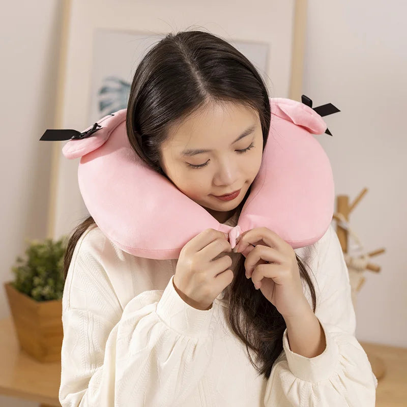 Cartoon Anime My Melody Plush Toy Soft Cute Sanrio Kuromi U-Shaped Pillow Nap Pillow Car Travel Pillow Gifts For Girl