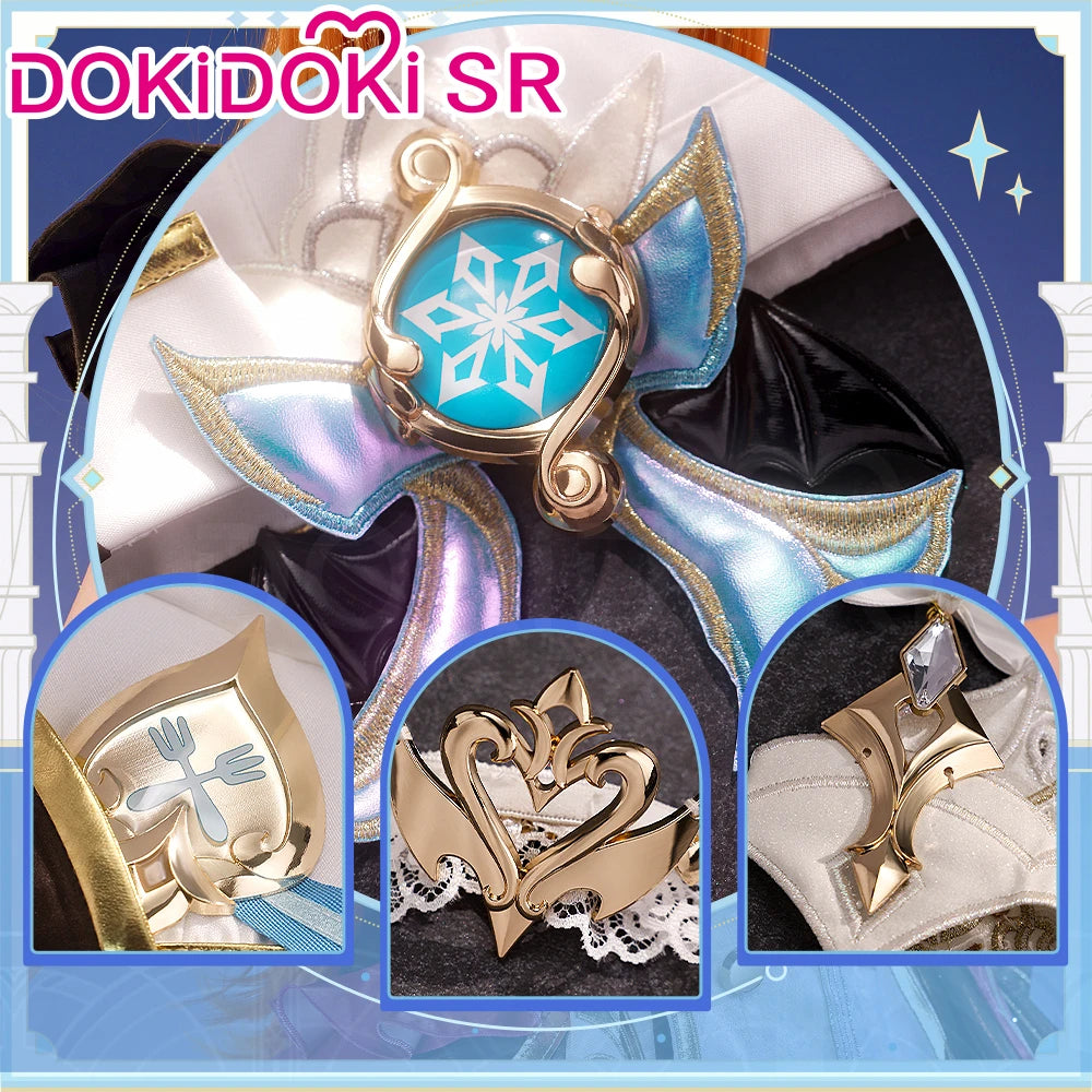 IN STOCK Escoffier Cosplay Costume Game Genshin Impact DokiDoki-SR Women Fontaine Costume Escoffier Cosplay Tail Wig