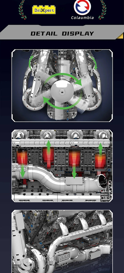 MOC Technik Electrically Driven No.V8 Engine Model Car Building Blocks Set Creative Educational Toy christmas Gifts for Boy Kids