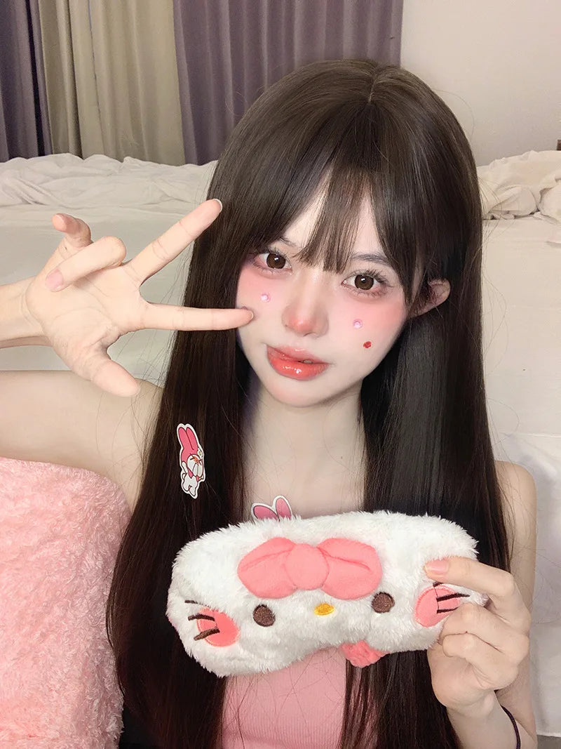 New Kawaii Sanrio Cinnamoroll Plush Eye Mask Anime Cinnamoroll Blackout Eye Mask Lunch Break Sleep Ladies Eye Protection