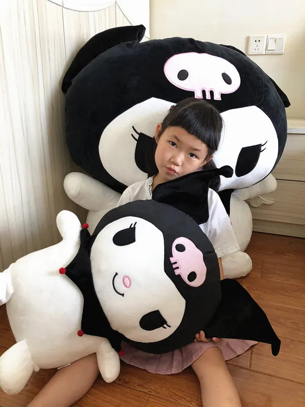 Big Size Sanrio Kuromi Stuffed Doll Melody Cinnamoroll Plush Toy Kawaii Anime Bedside Cushion Room Decoration Xmas Gift For Girl